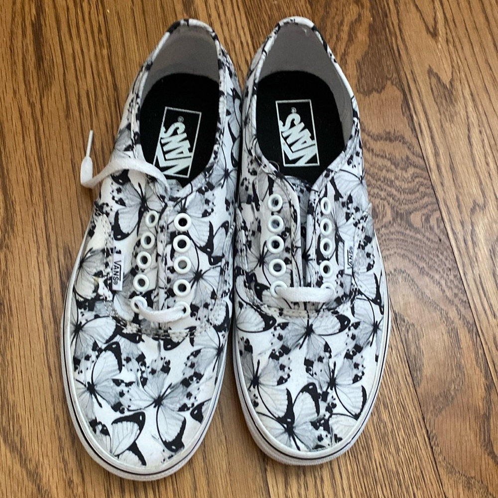 Vans Black and White Butterflies Authentic Shoe - Women’s size 8.5